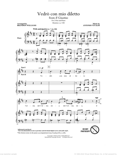 Vedro Con Mio Diletto (arr. Brandon Williams)