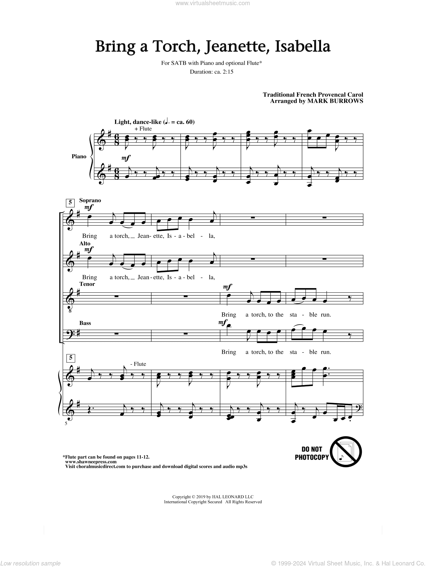 Bring A Torch, Jeanette, Isabella (arr. Mark Burrows)