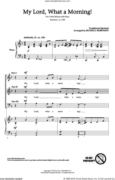 My Lord, What A Morning (arr. Russell Robinson)