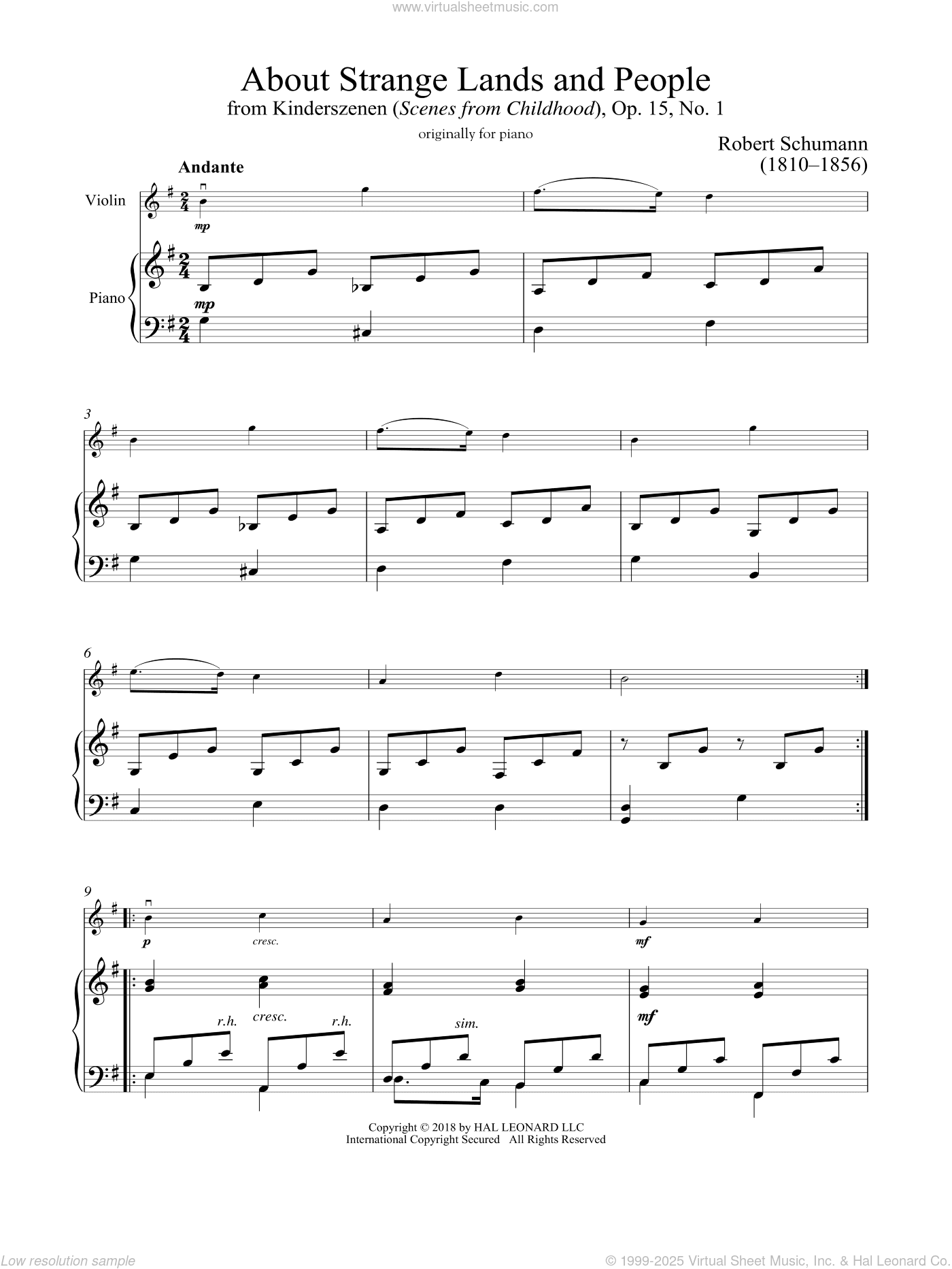 Of Strange Lands And People, Op. 15, No. 1