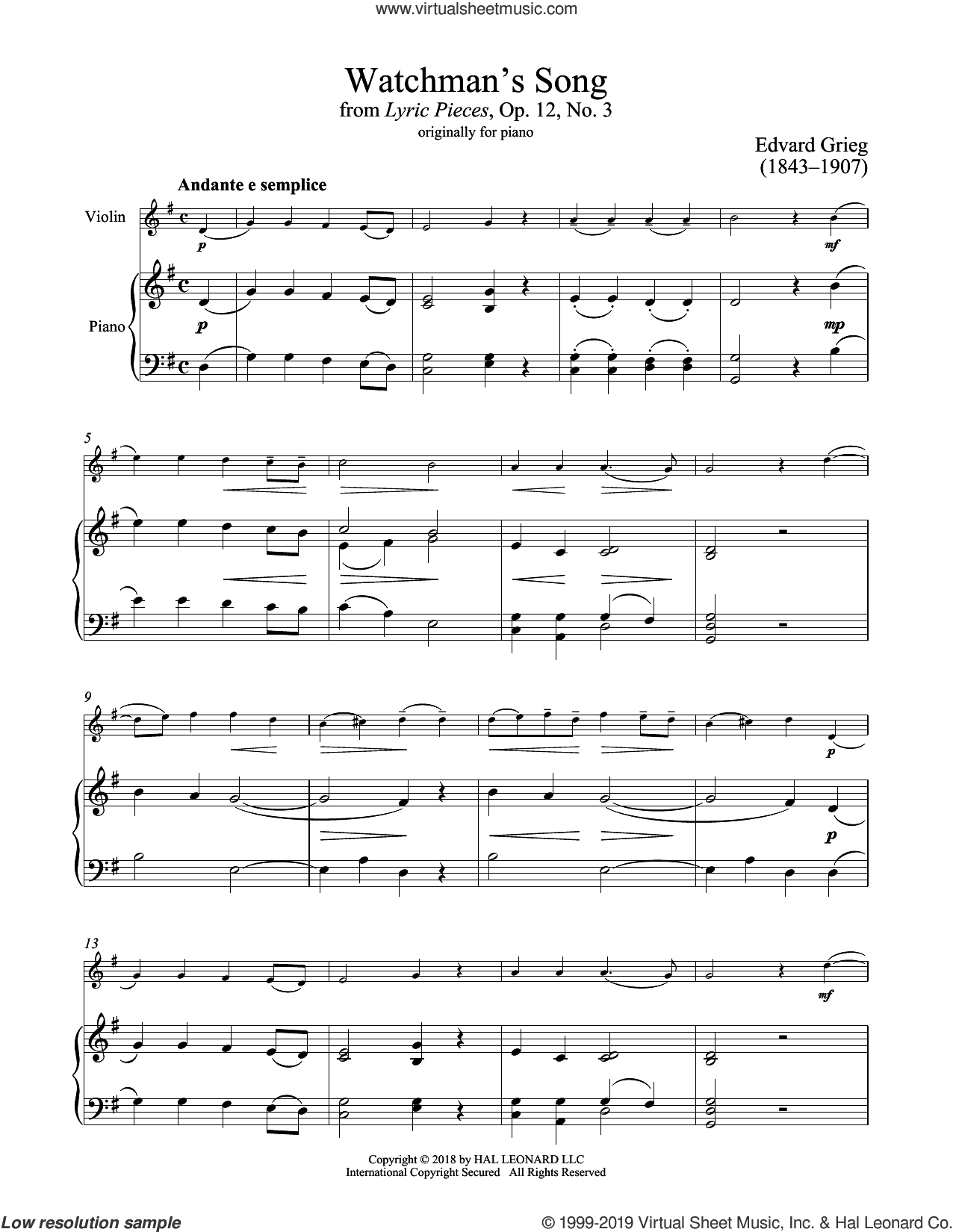 Watchman's Song, Op. 12, No. 3