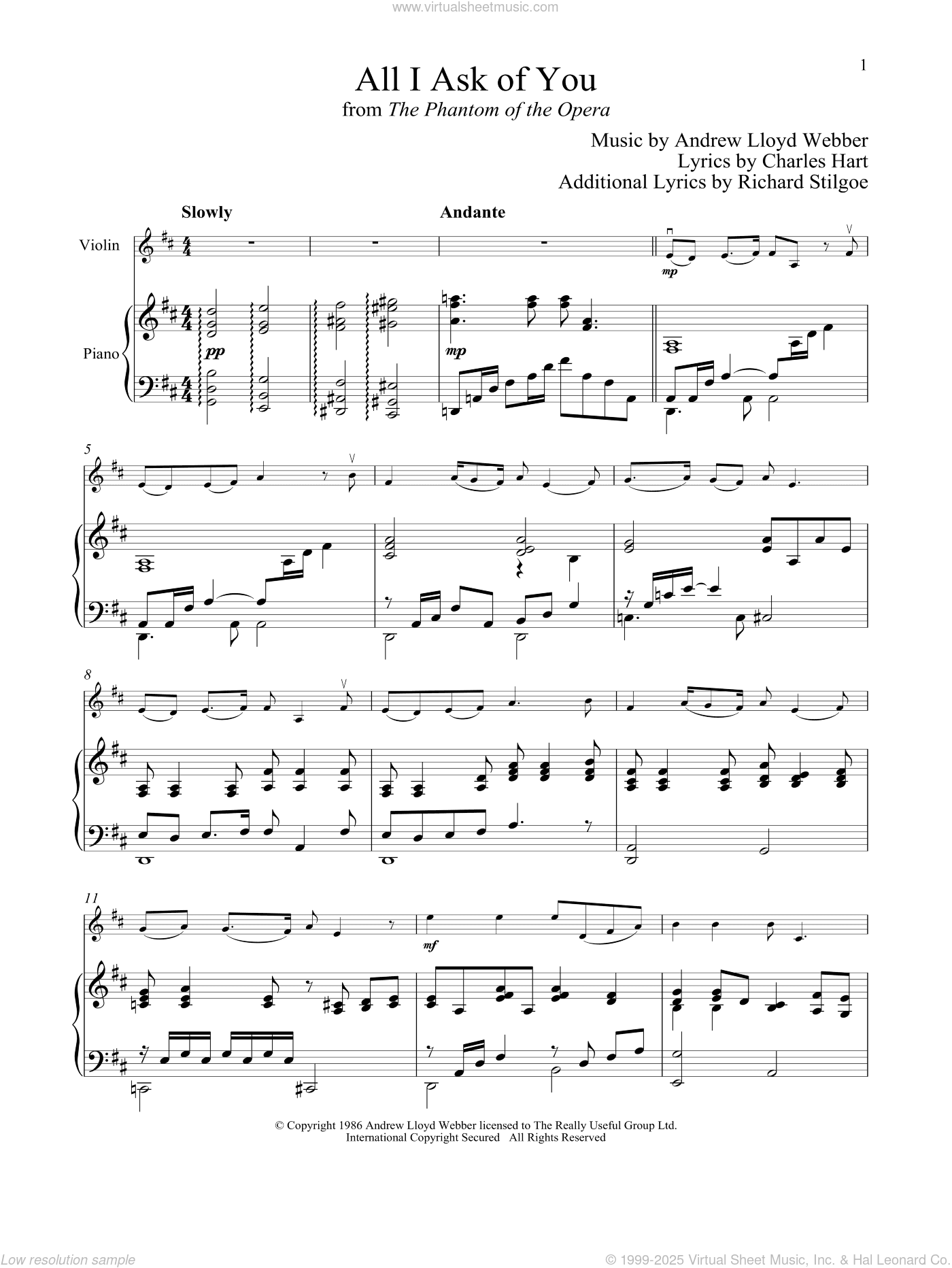 All I Ask Of You (from The Phantom Of The Opera)
