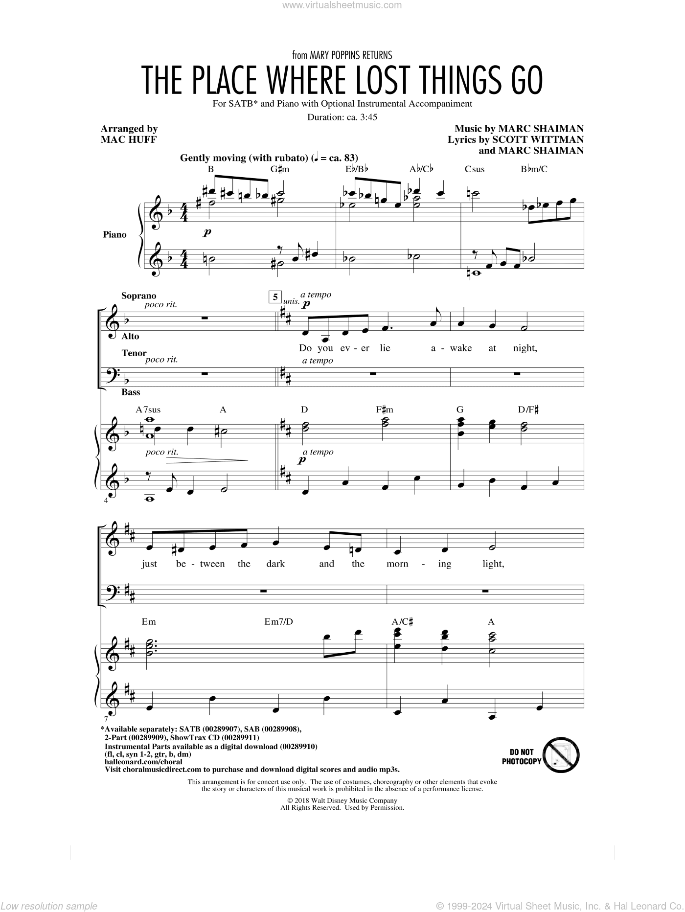 The Place Where Lost Things Go (from Mary Poppins Returns) (arr. Mac Huff)
