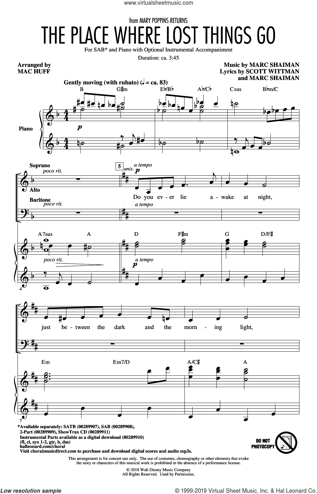 The Place Where Lost Things Go (from Mary Poppins Returns) (arr. Mac Huff)