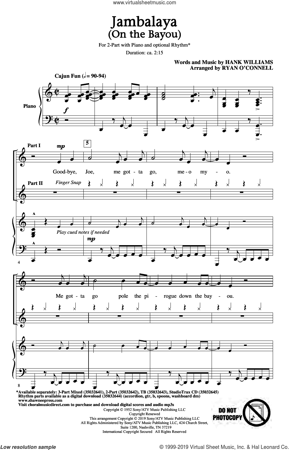 Jambalaya (On The Bayou) (arr. Ryan O'Connell)