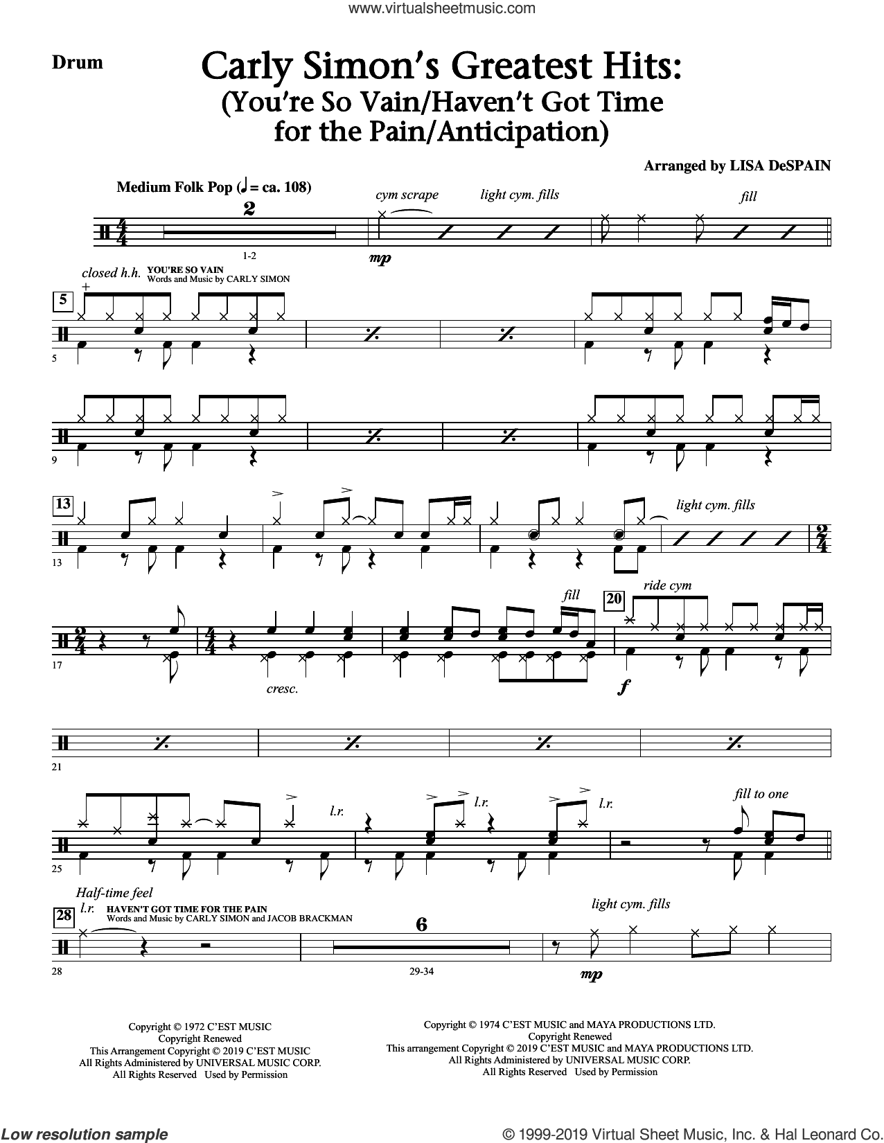 Carly Simon's Greatest Hits: A Choral Medley (arr. Lisa Despain)