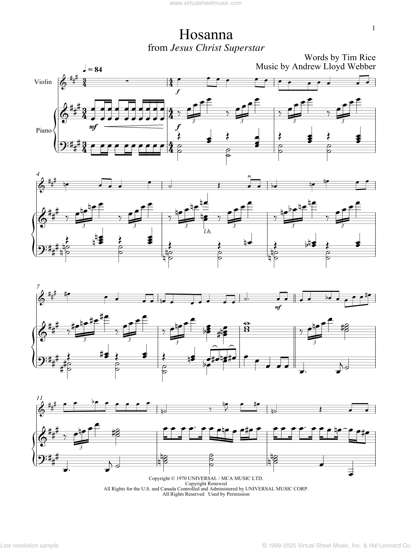 Hosanna (from Jesus Christ Superstar)