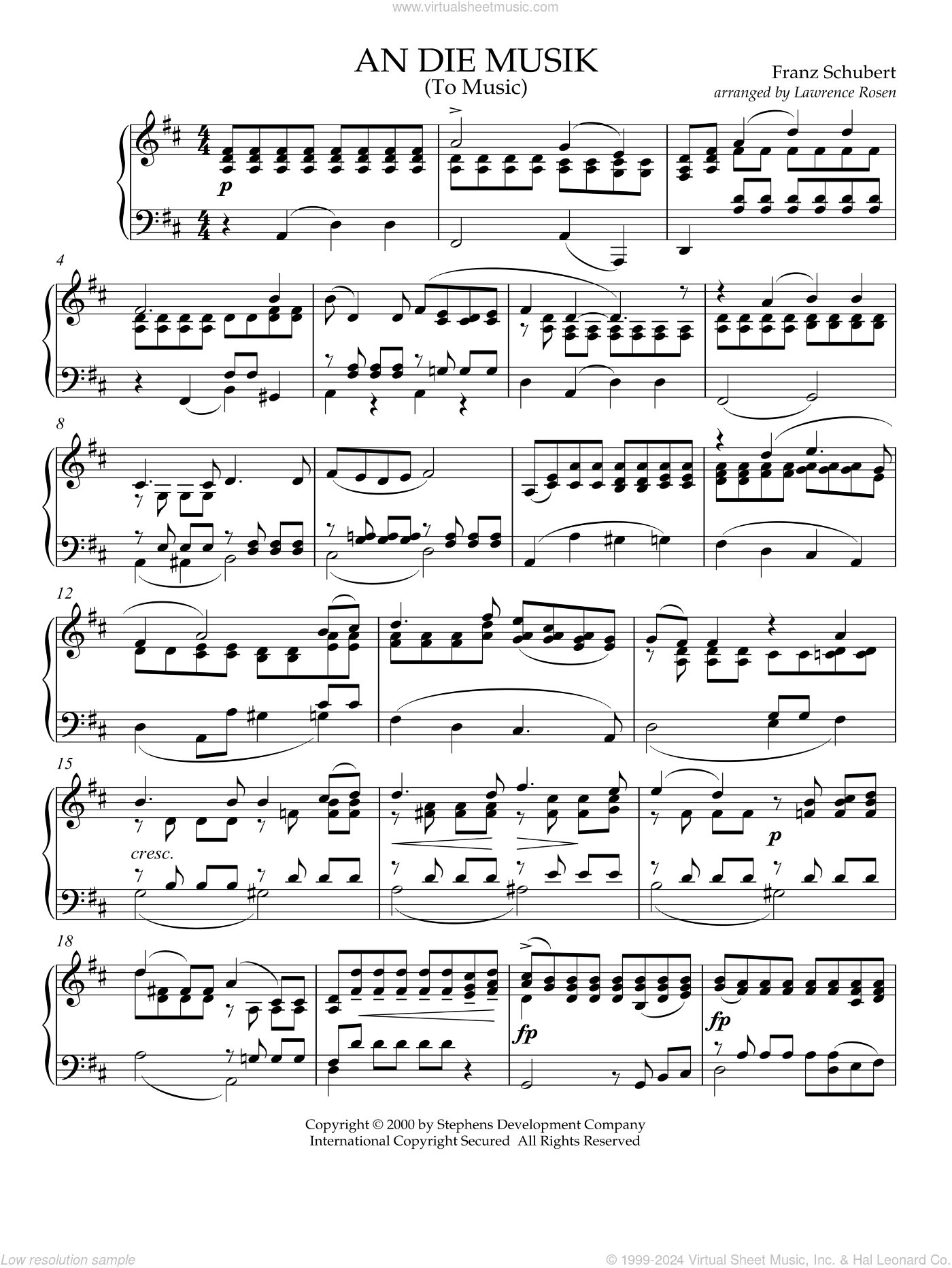 An Die Musik (To Music) (arr. Lawrence Rosen)