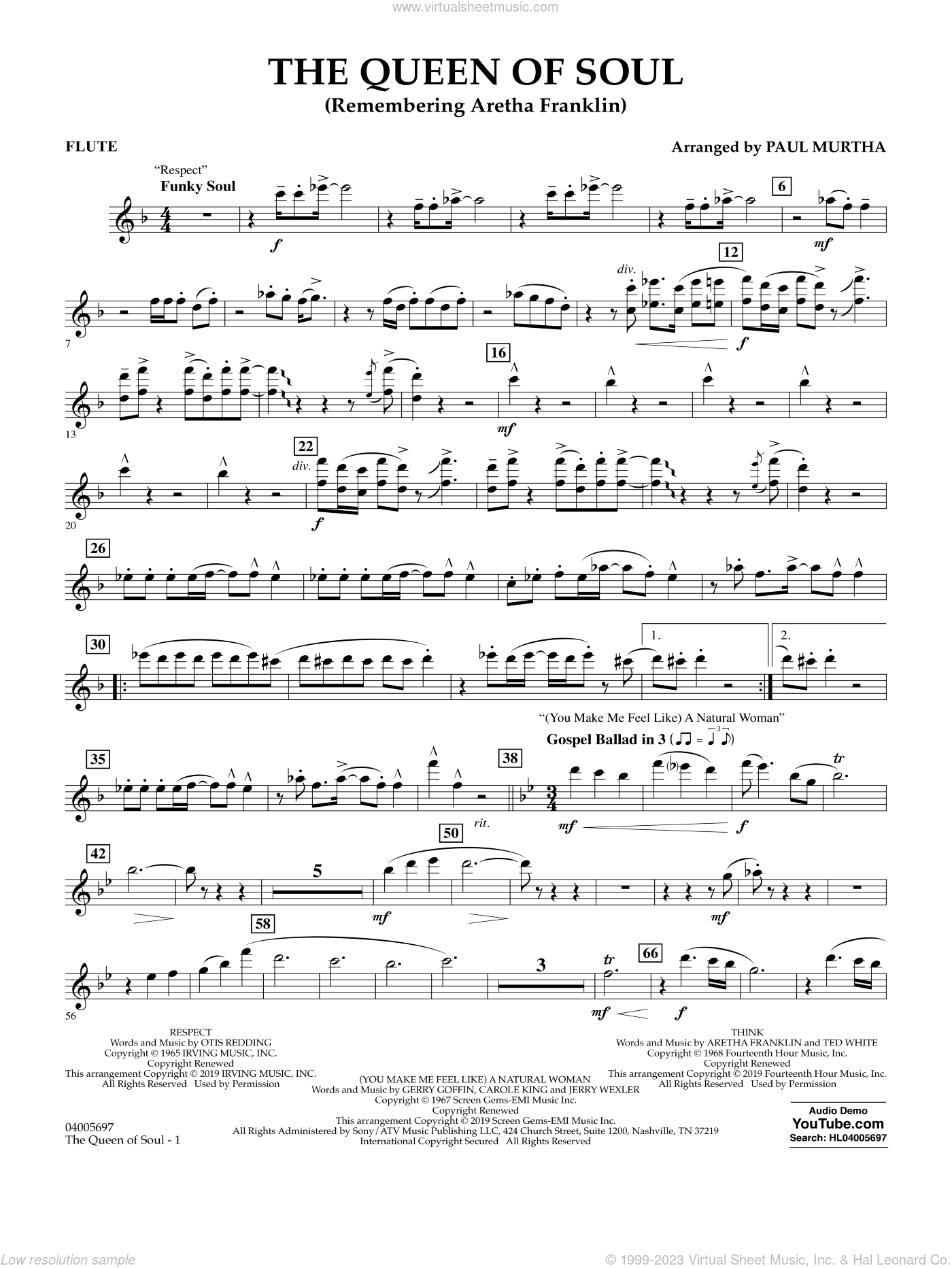 The Queen Of Soul (arr. Paul Murtha)- Conductor Score (Full Score)