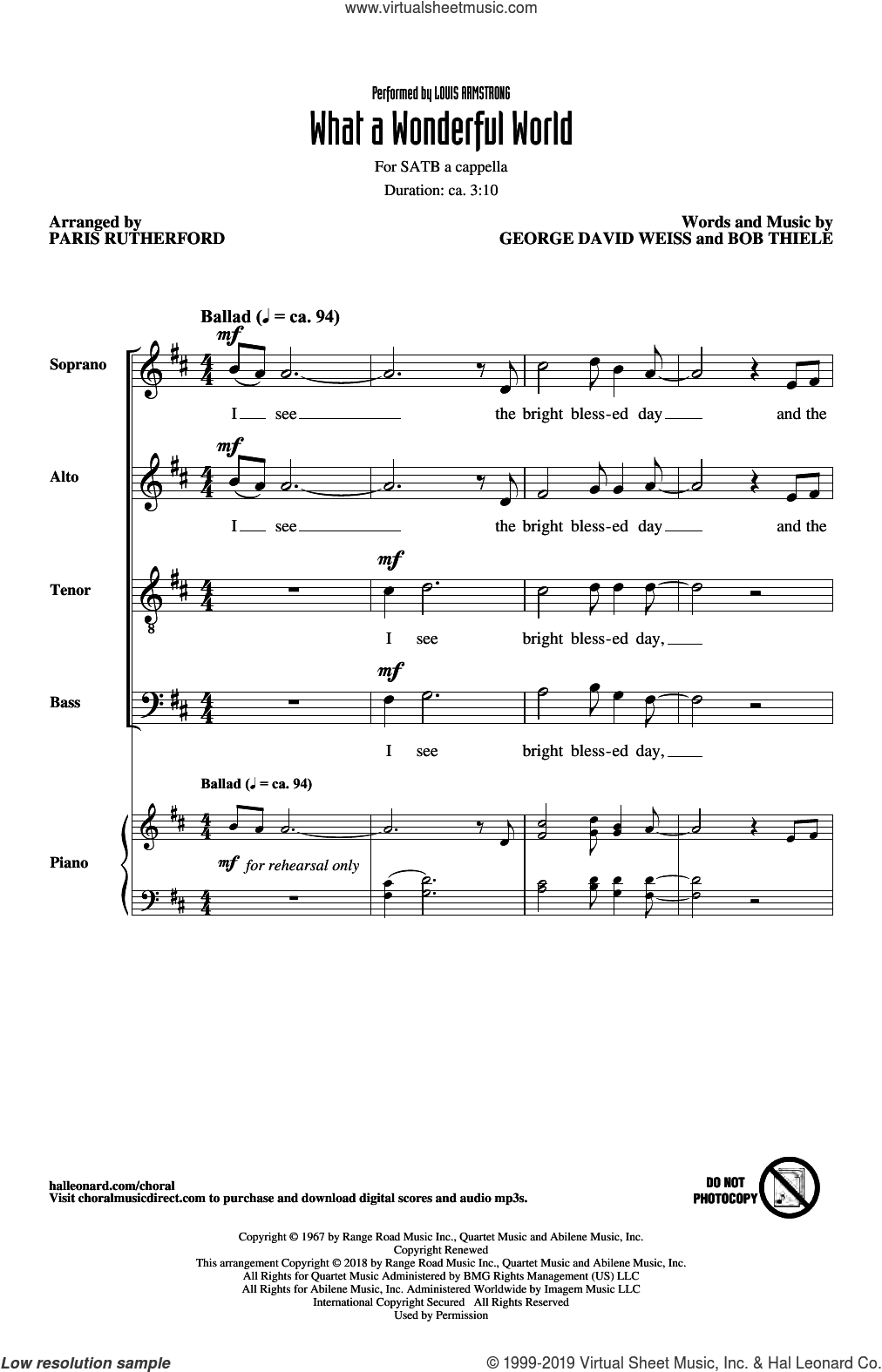 What A Wonderful World (arr. Paris Rutherford)