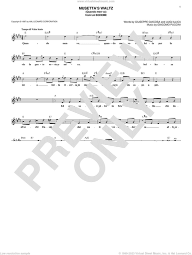 Musetta's Waltz (Quando Men Vo)