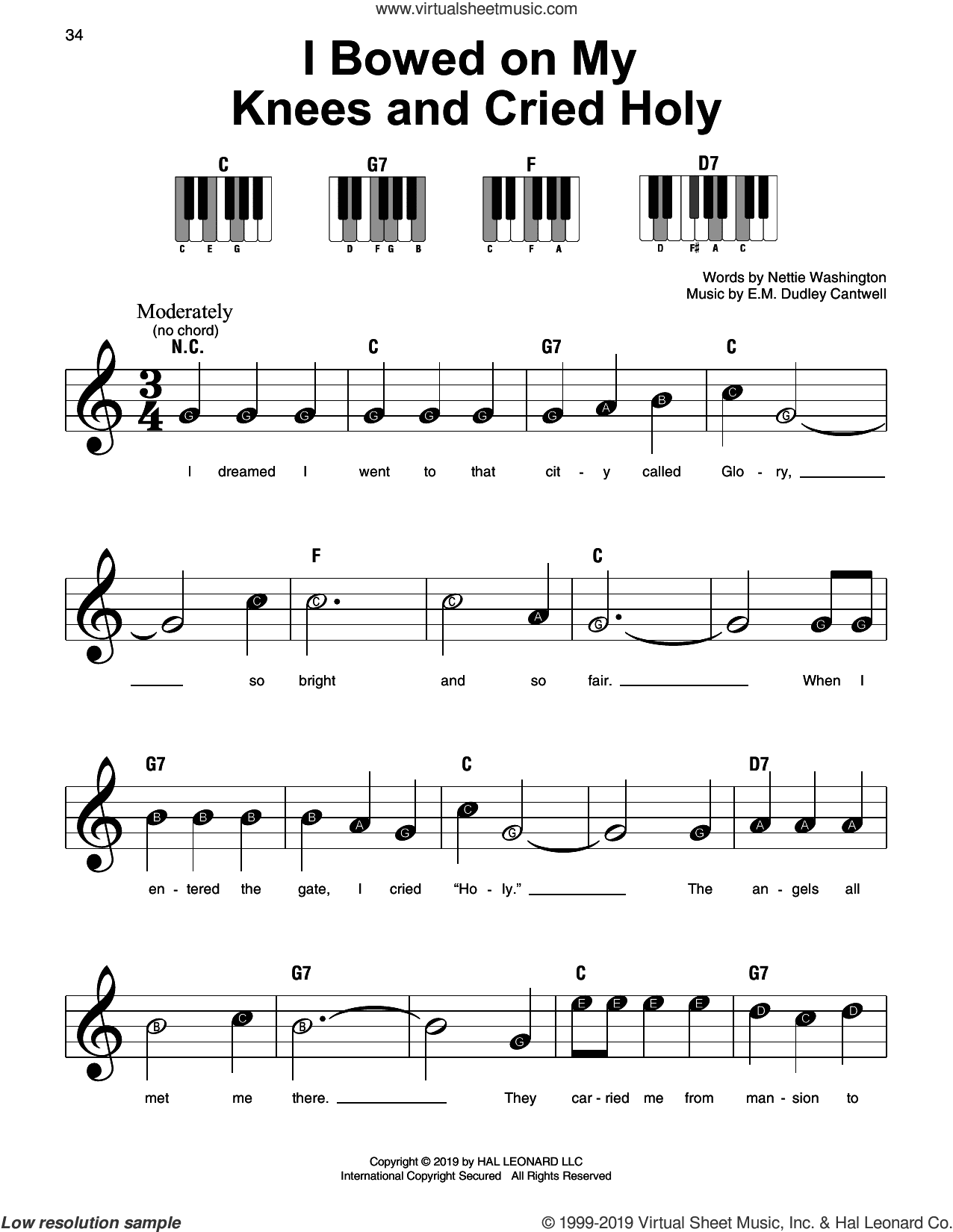 I Bowed On My Knees And Cried Holy, (beginner)