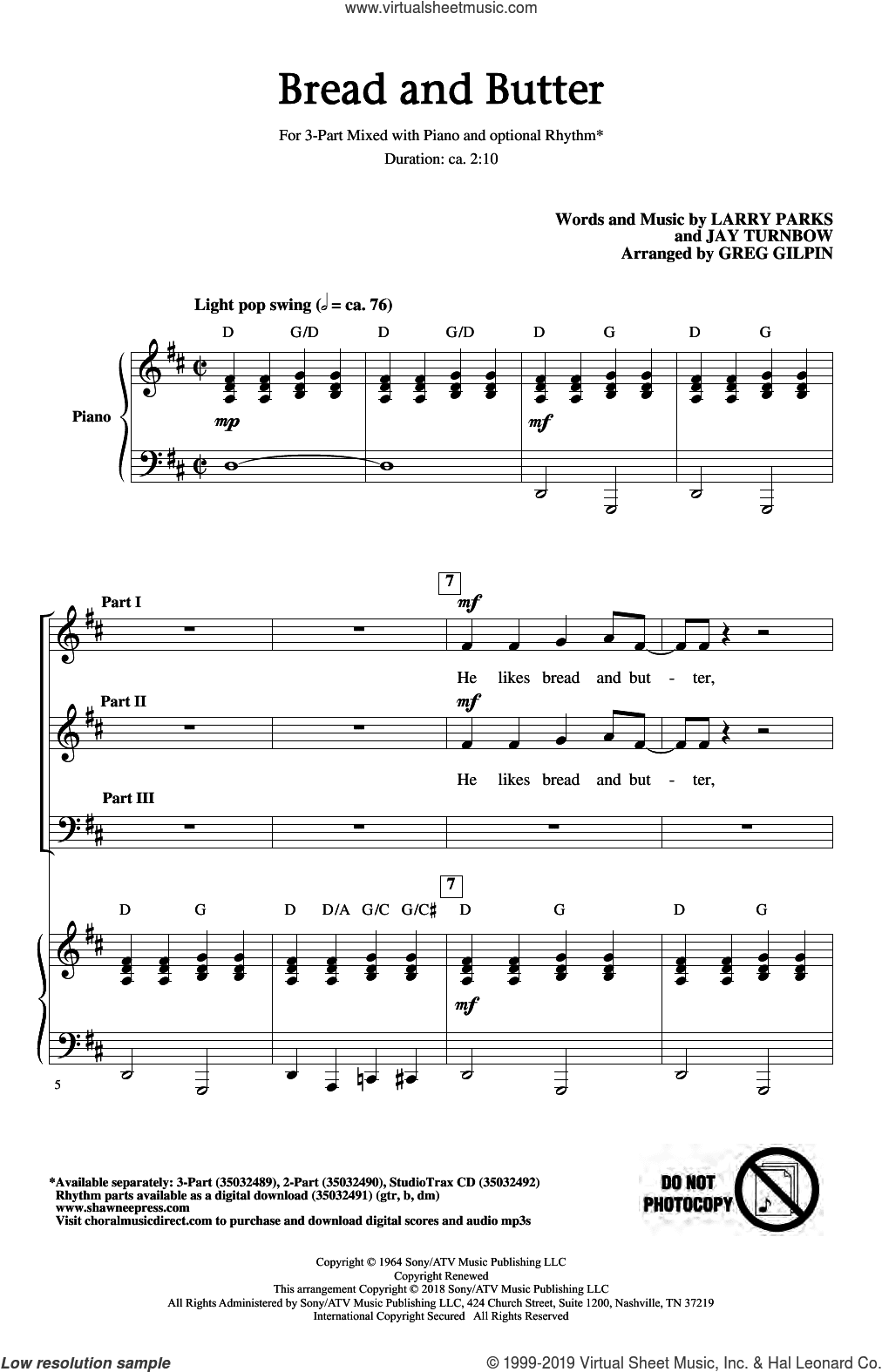 Bread And Butter (arr. Greg Gilpin)