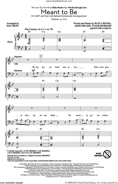Meant To Be (feat. Florida Georgia Line) (arr. Mac Huff)