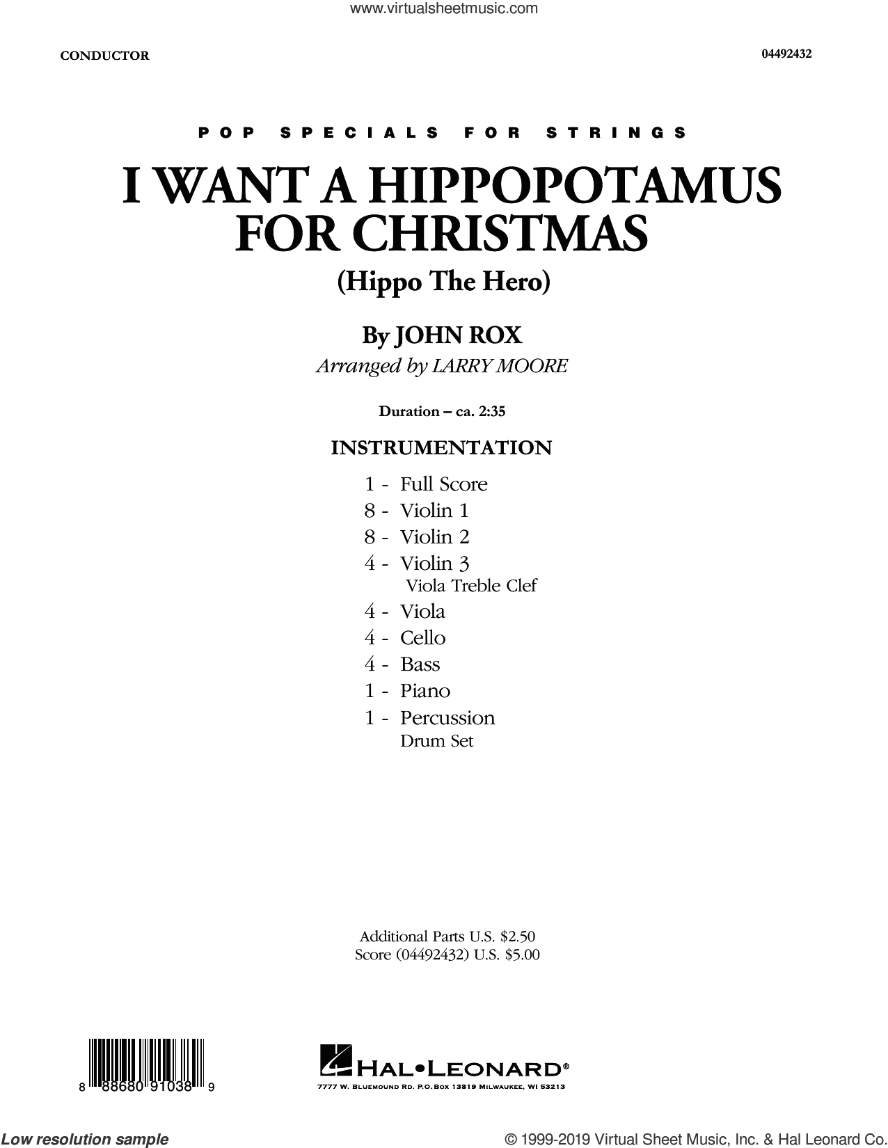 I Want A Hippopotamus For Christmas (arr. Larry Moore)