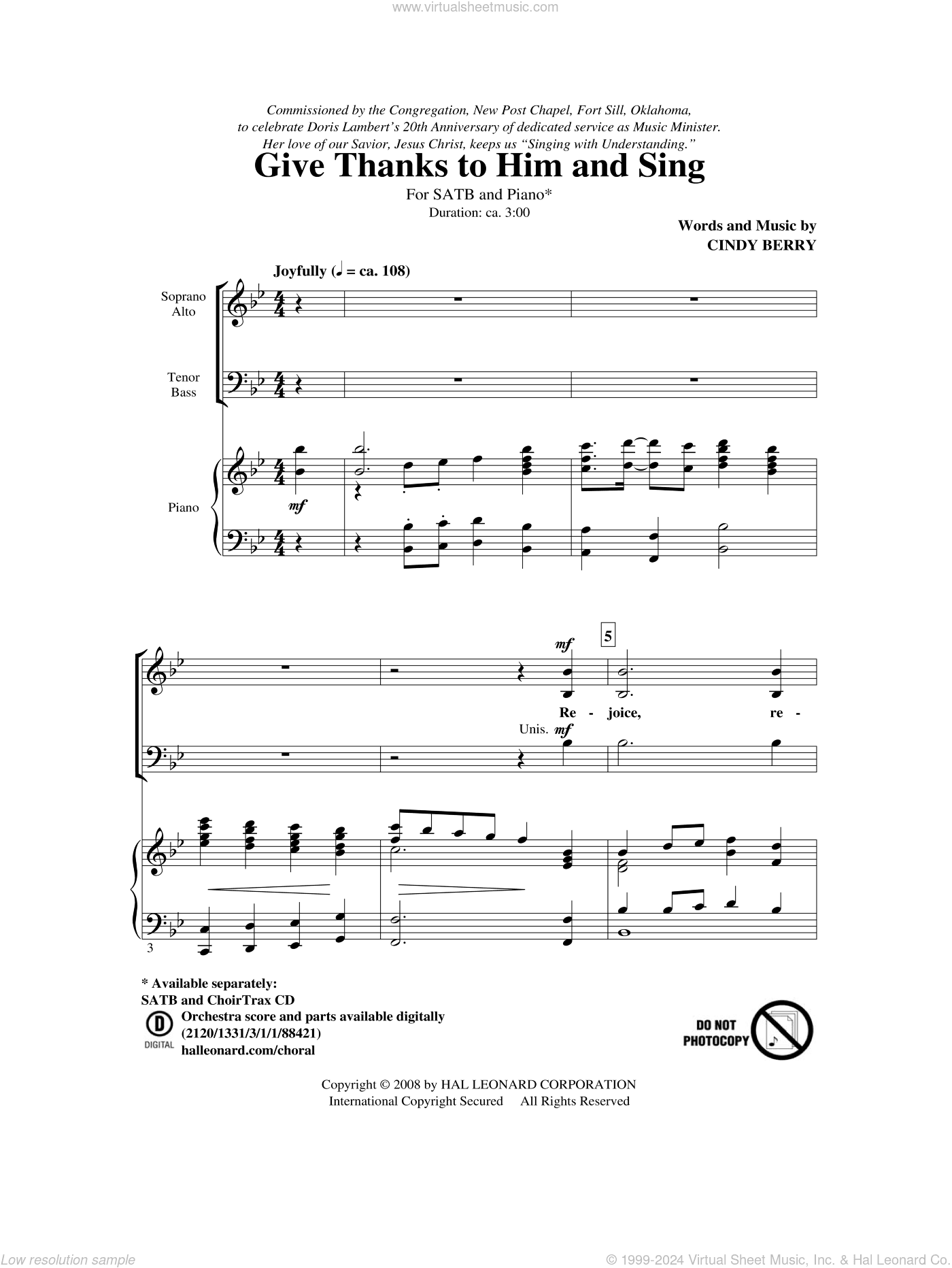 Give Thanks To Him And Sing
