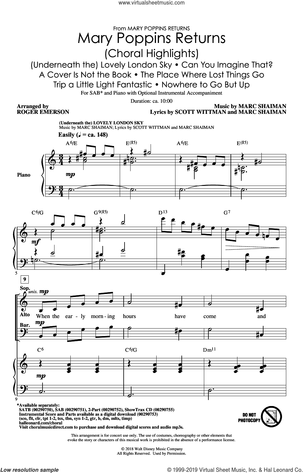 Mary Poppins Returns (Choral Highlights) (arr. Roger Emerson)