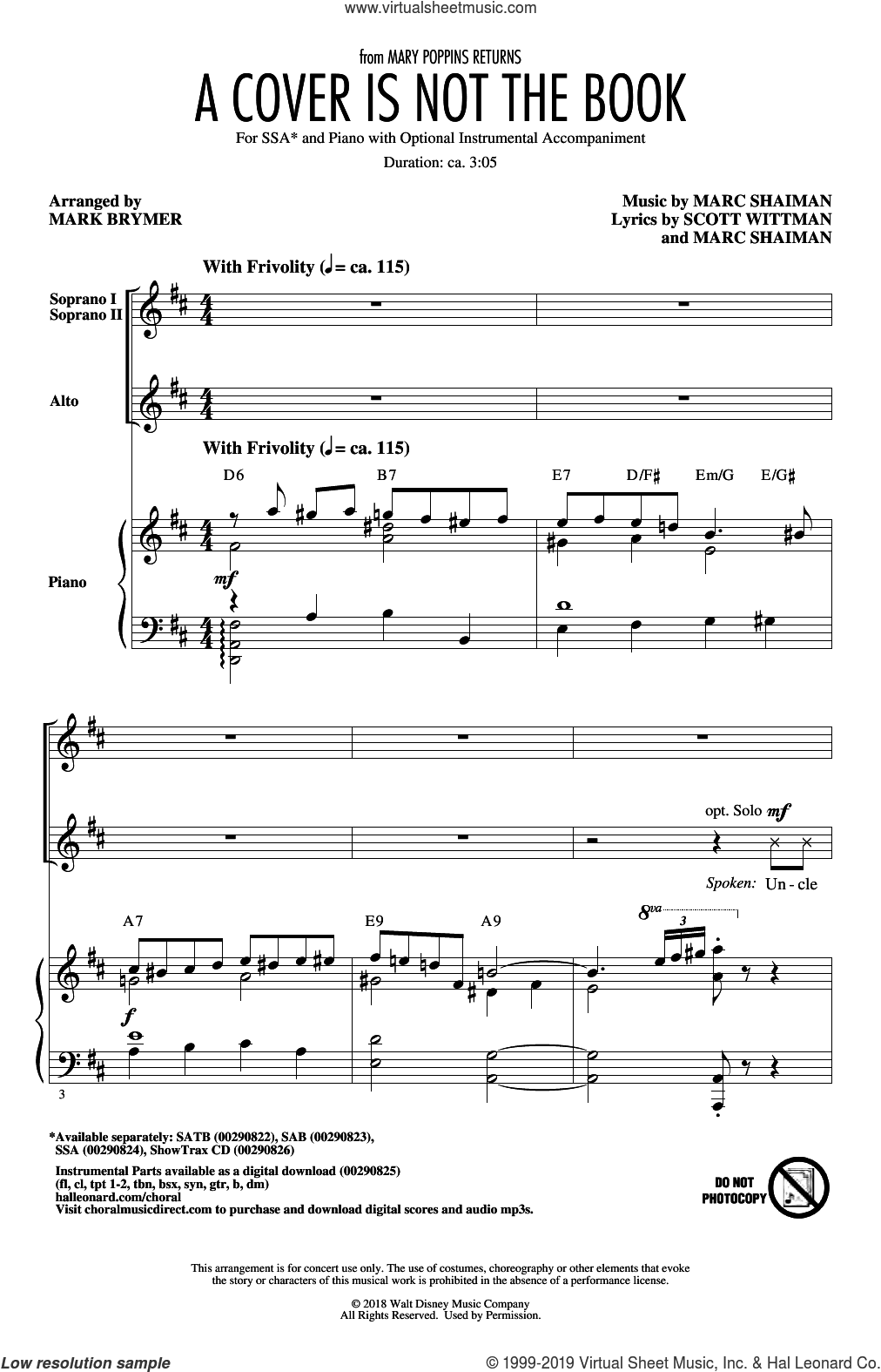 A Cover Is Not The Book (from Mary Poppins Returns) (arr. Mark Brymer)