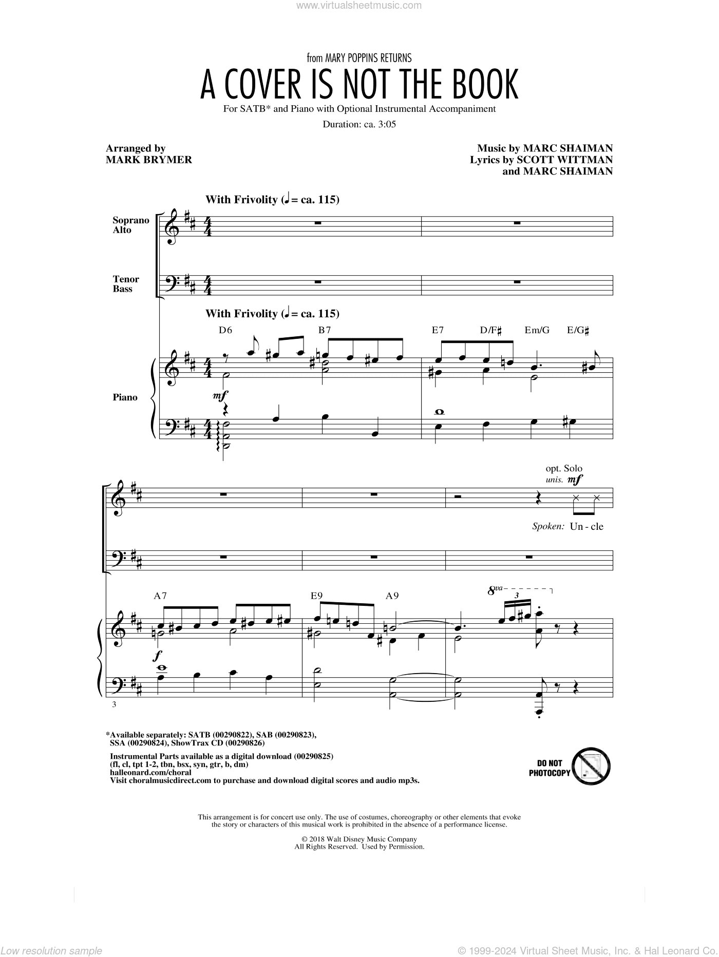 A Cover Is Not The Book (from Mary Poppins Returns) (arr. Mark Brymer)