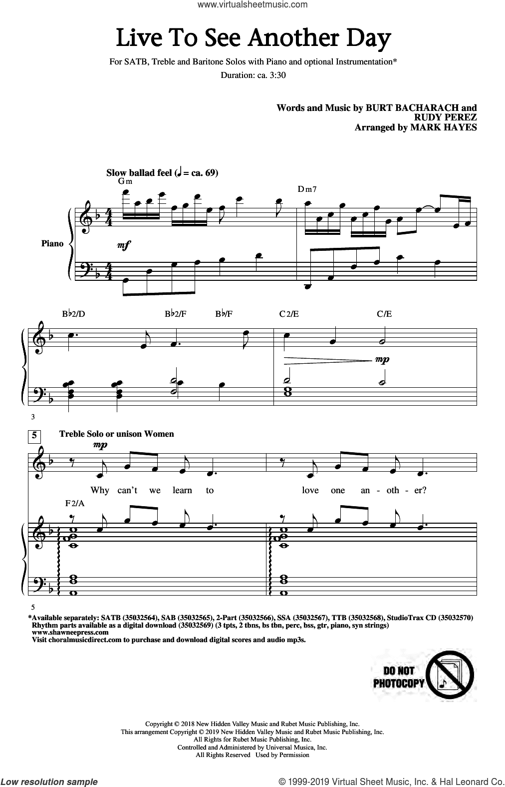 Live To See Another Day (arr. Mark Hayes)