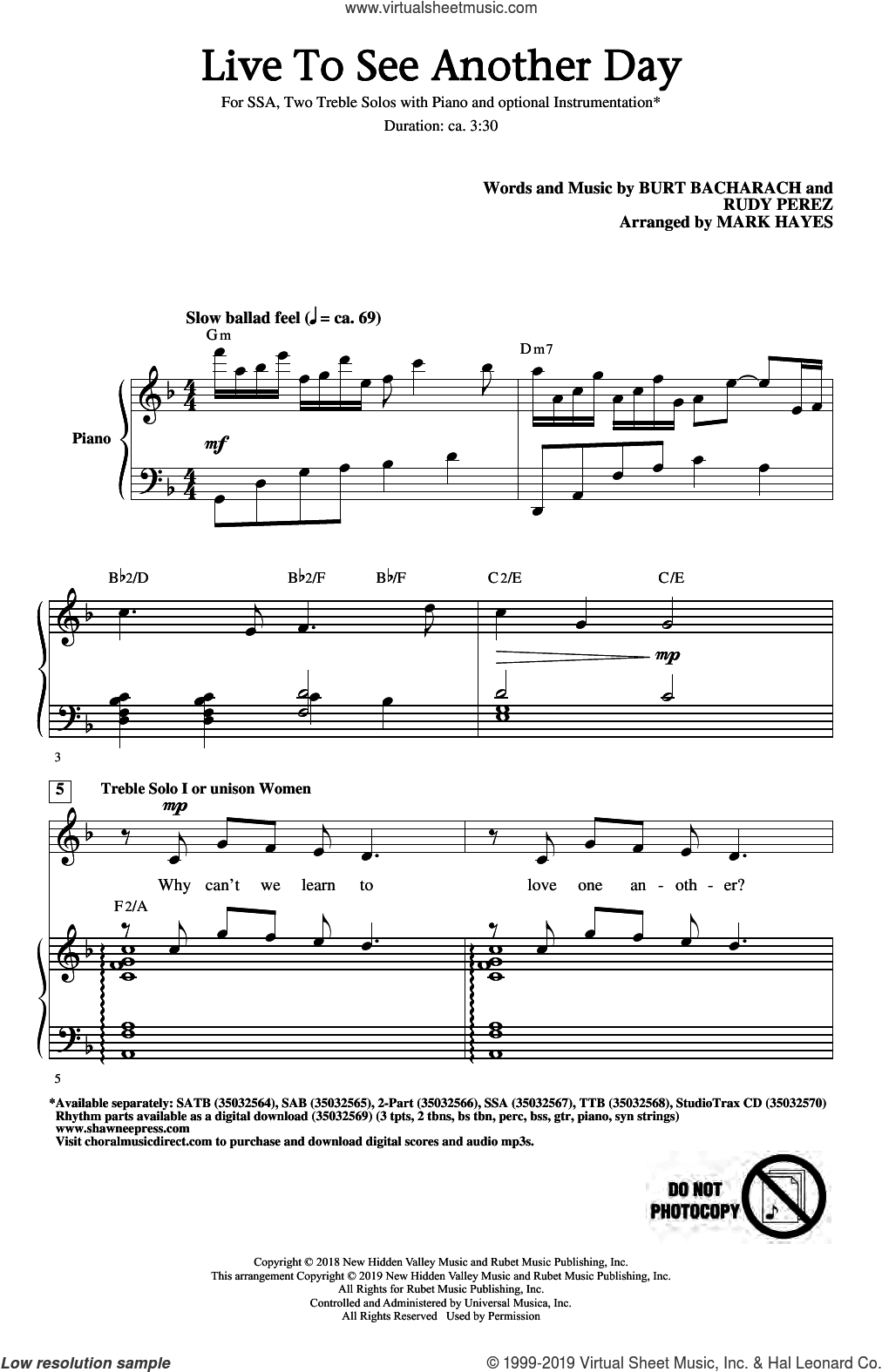 Live To See Another Day (arr. Mark Hayes)