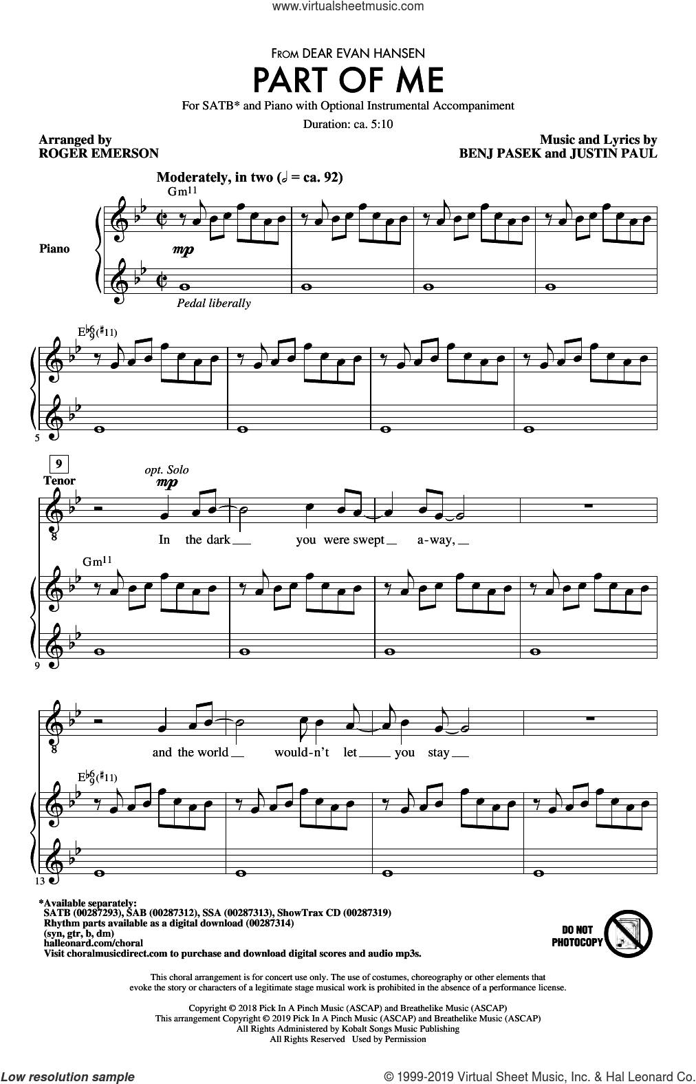 Part Of Me (from Dear Evan Hansen) (arr. Roger Emerson)