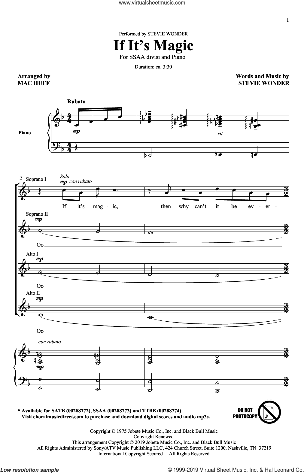 If It's Magic (arr. Mac Huff)