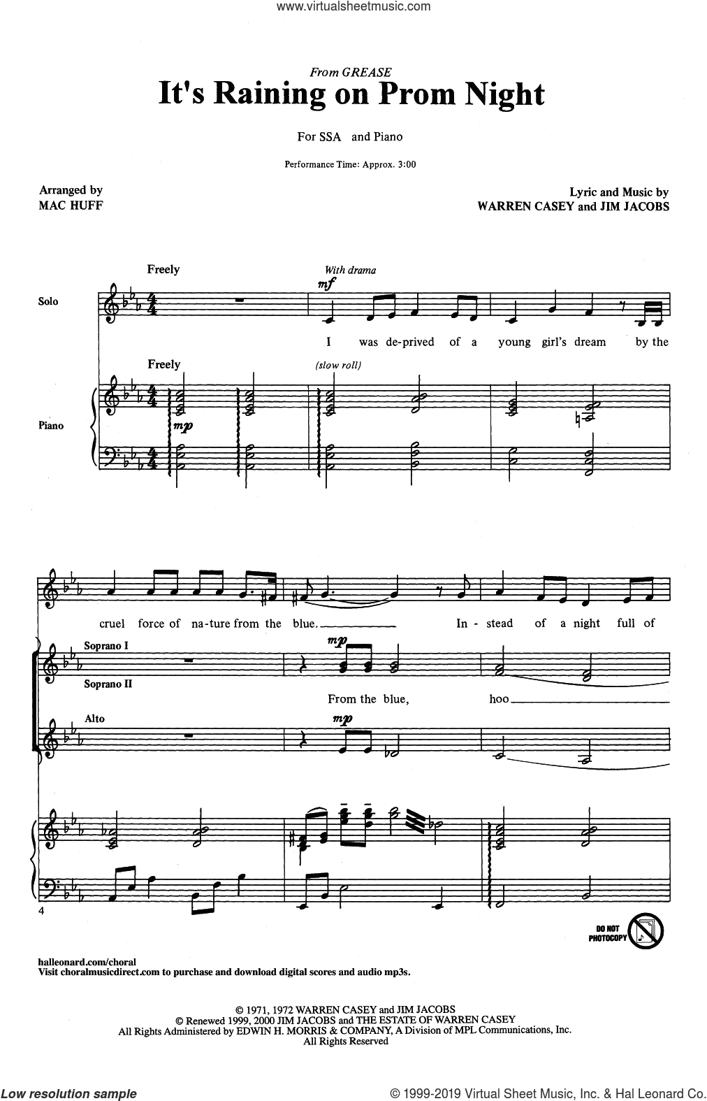 It's Raining On Prom Night (arr. Mac Huff)