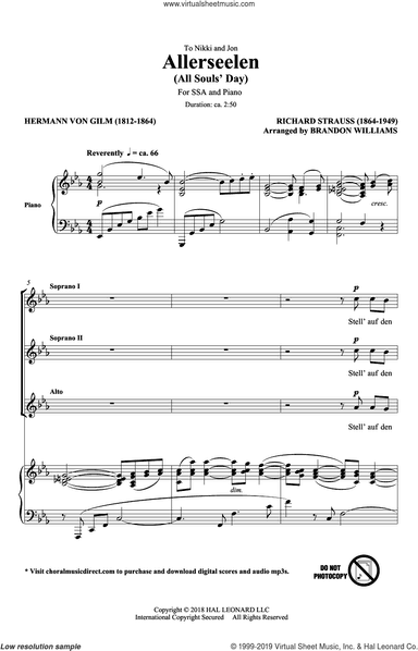 Allerseelen (arr. Brandon Williams)