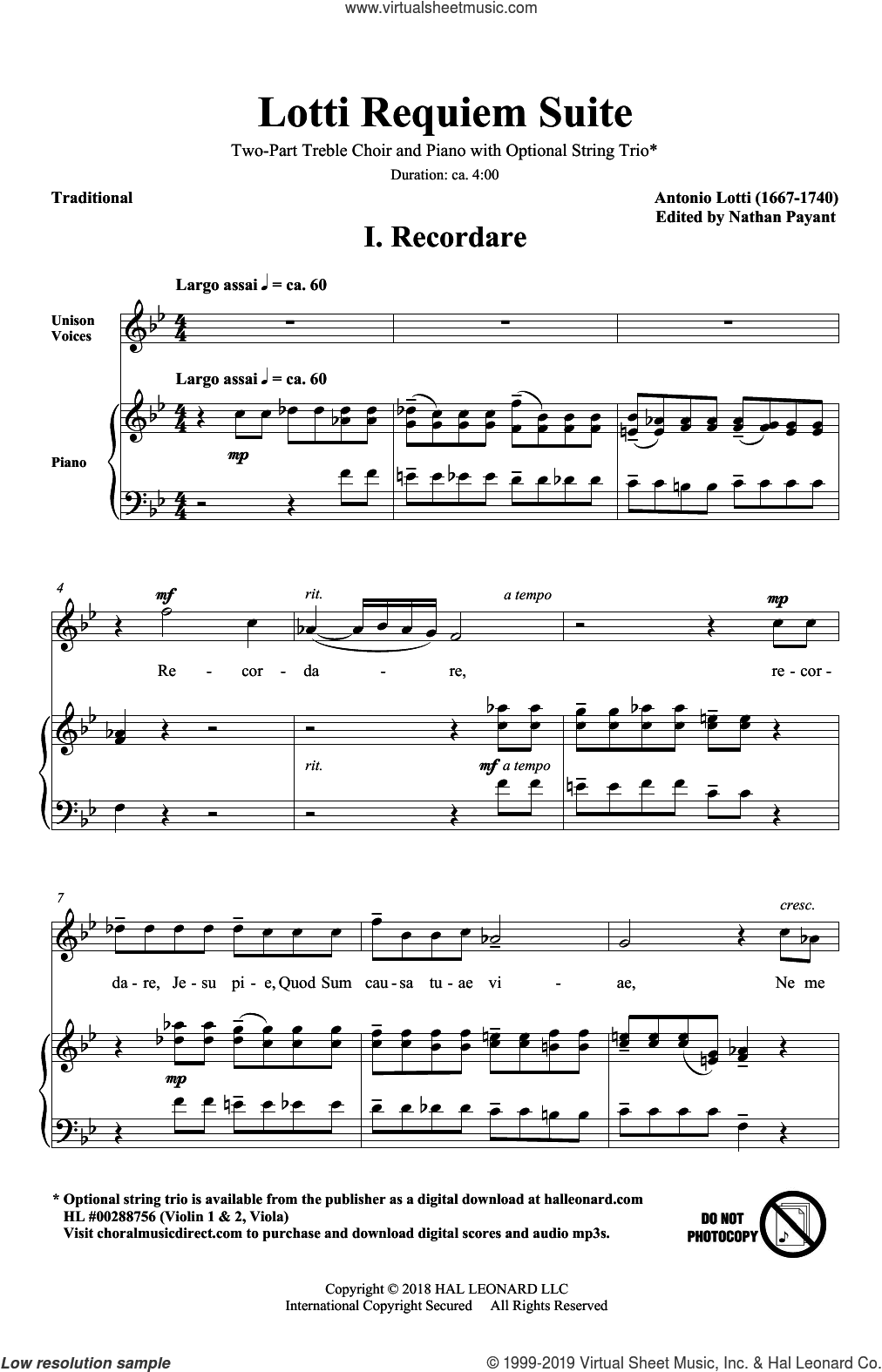 Lotti Requiem Suite (arr. Natahn Payant)