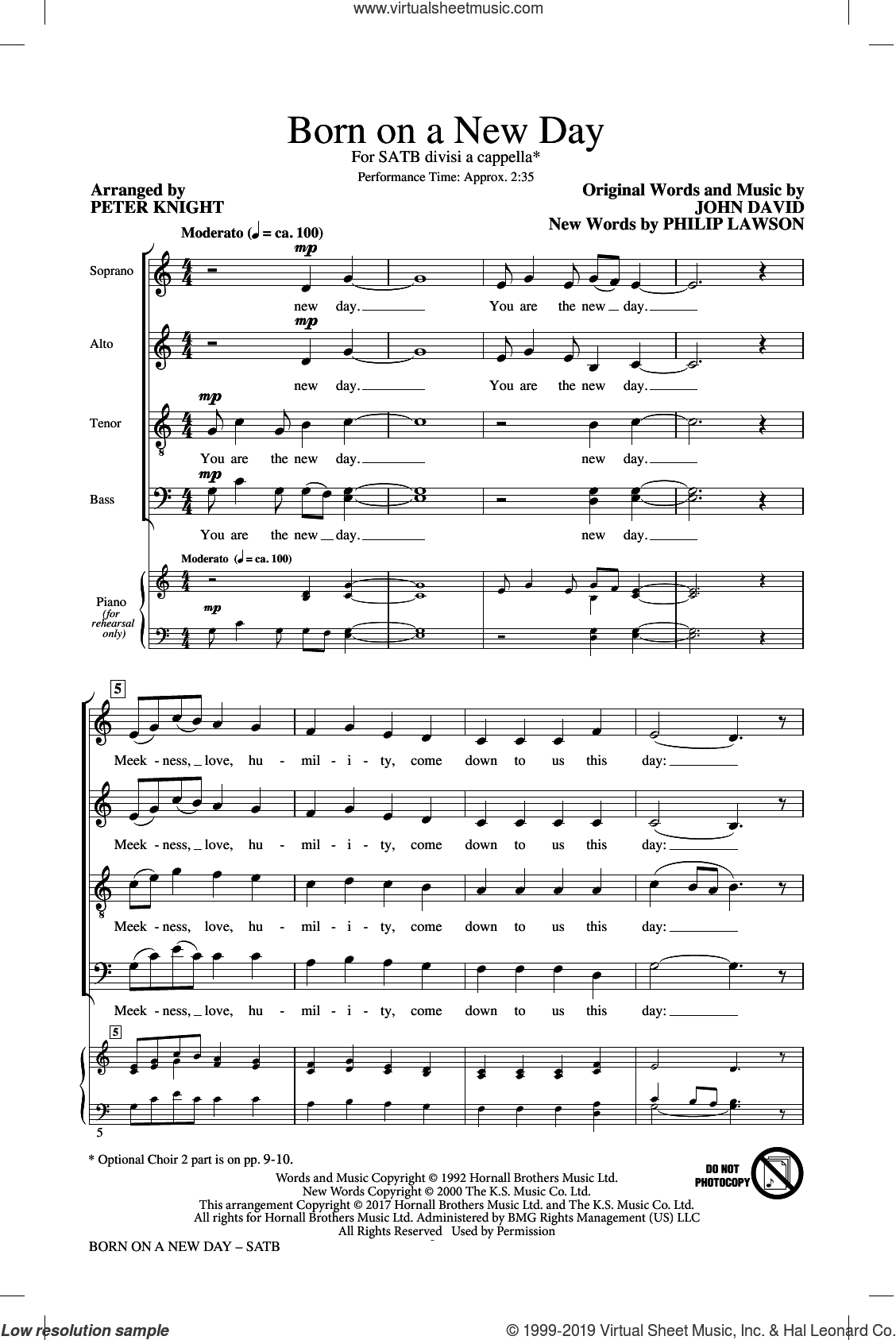 Born On A New Day (arr. Peter Knight)