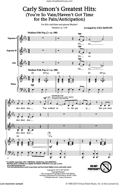 Carley Simon's Greatest Hits (Medley) (arr. Lisa DeSpain)