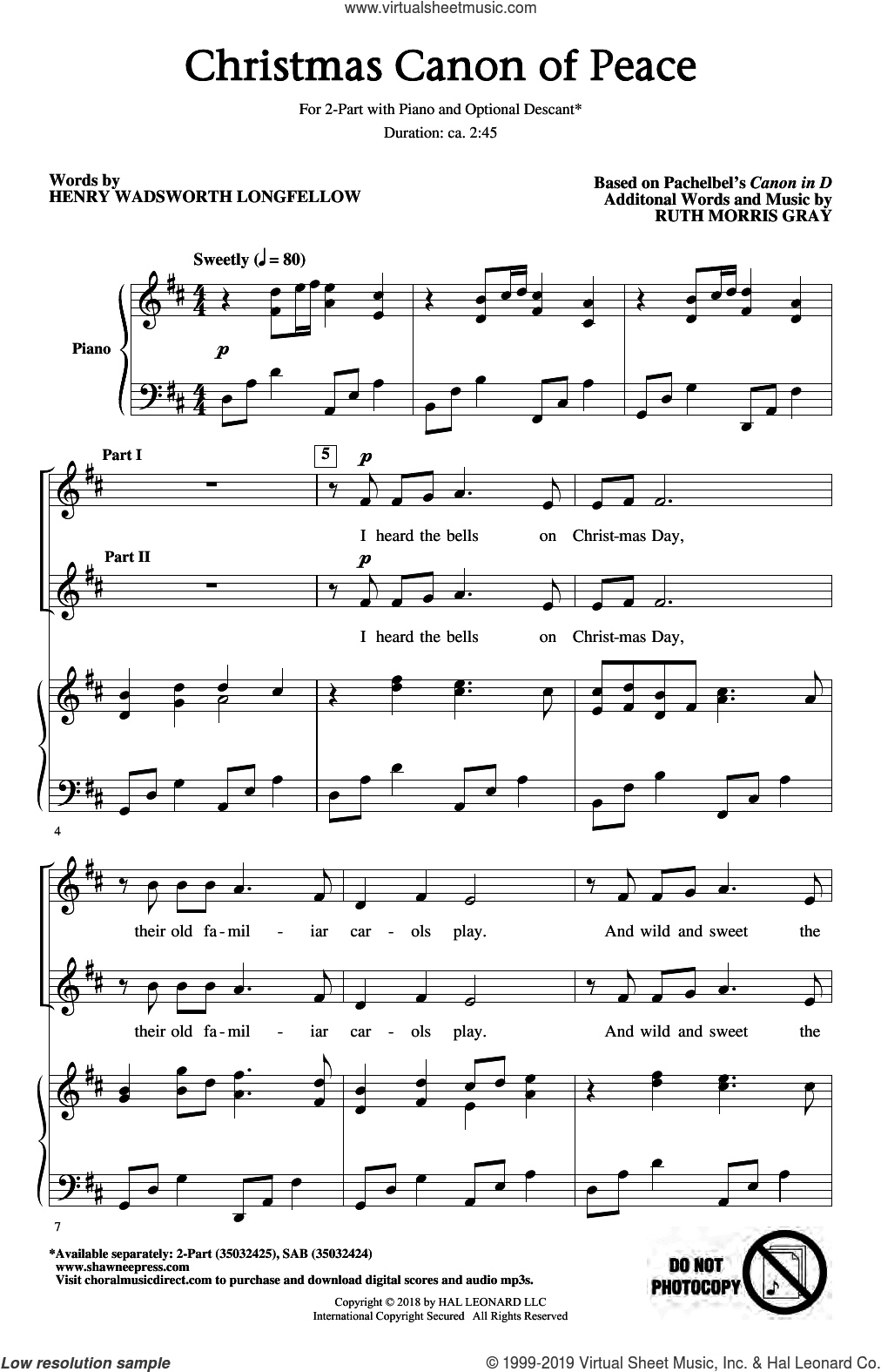Christmas Canon Of Peace (arr. Ruth Morris Gray)