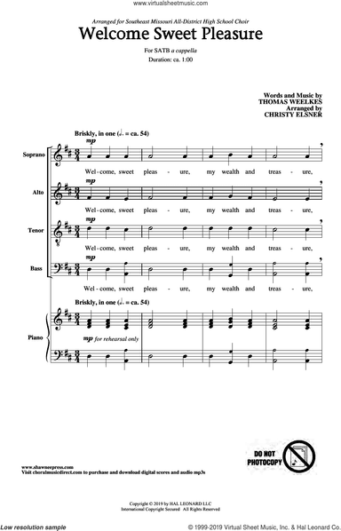 Welcome Sweet Pleasure (arr. Christy Elsner)