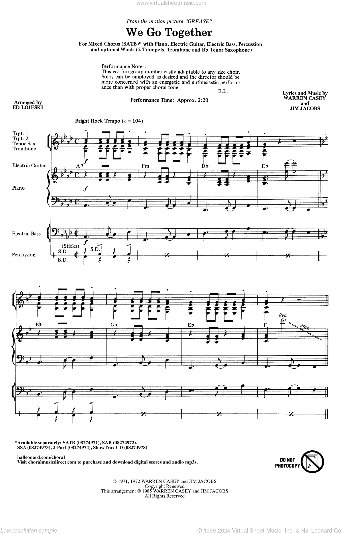 We Go Together (from Grease) (arr. Ed Lojeski)