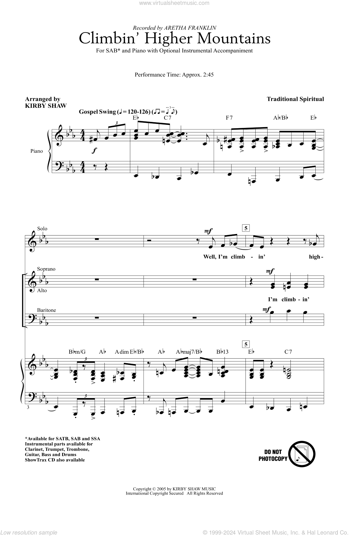 Climbin' Higher Mountains (arr. Kirby Shaw)
