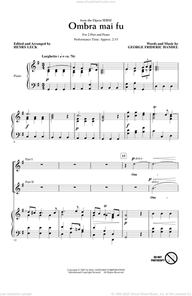Ombra Mai Fu (from Serse) (arr. Henry Leck)
