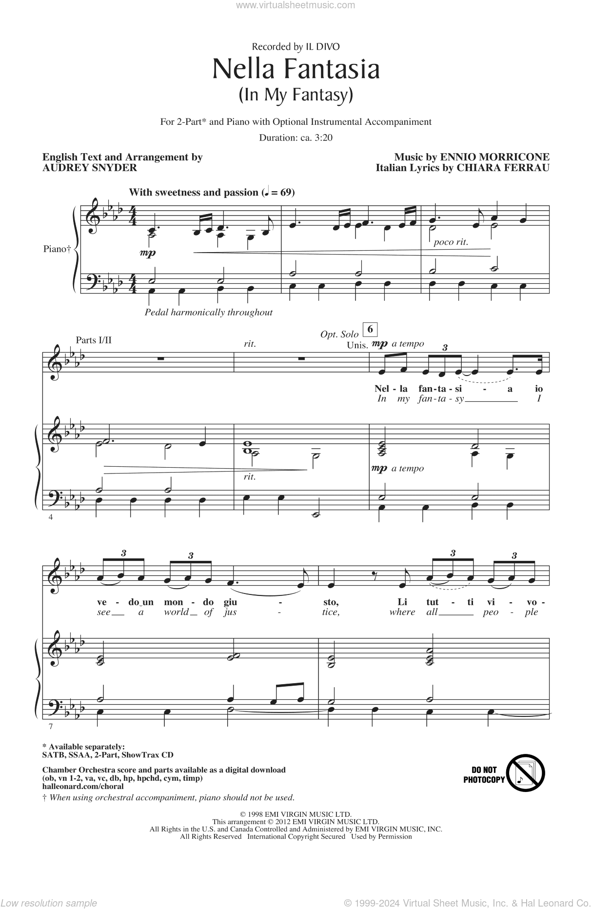 Nella Fantasia (In My Fantasy) (arr. Audrey Snyder)