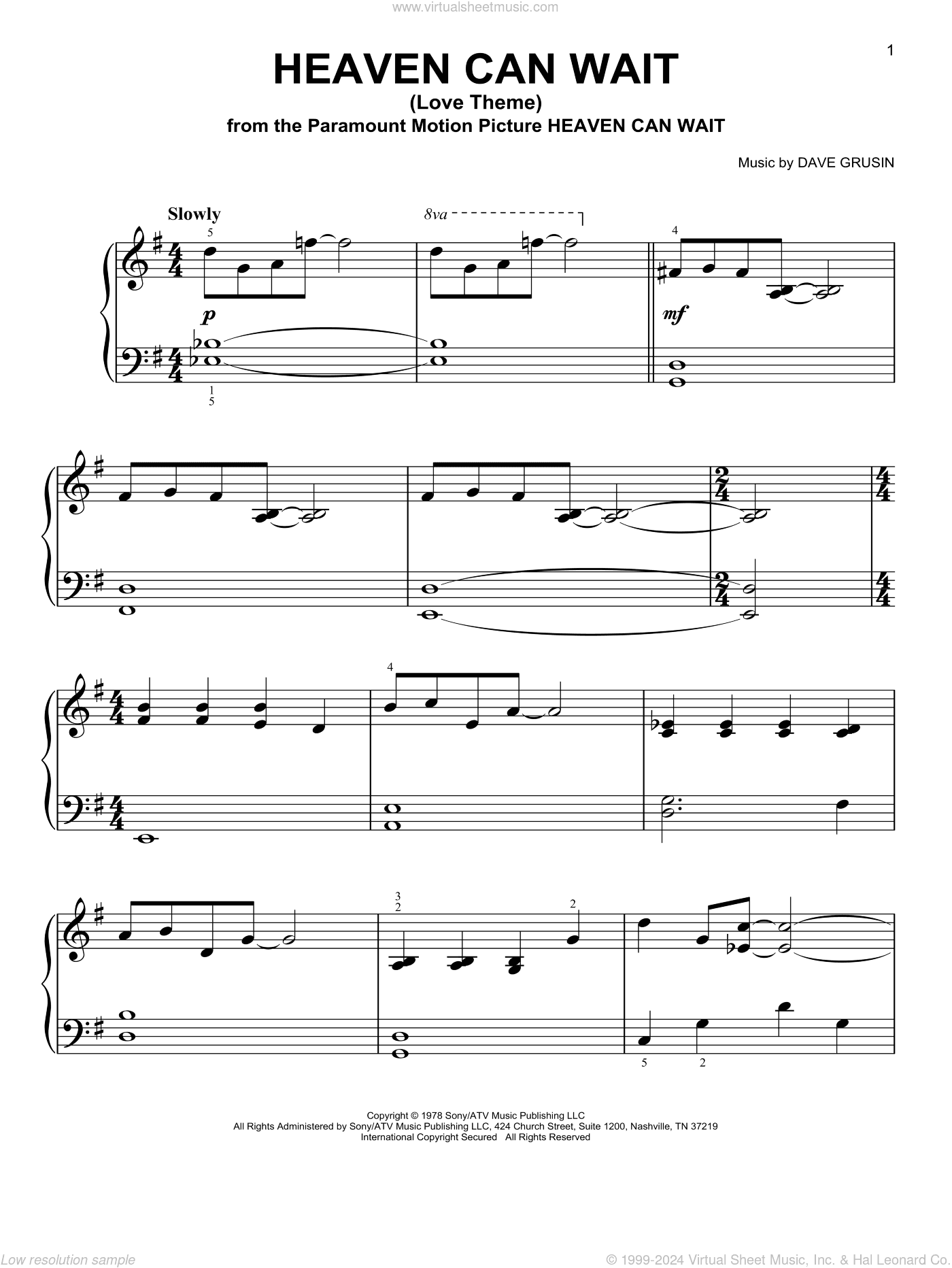 Heaven Can Wait (Love Theme), (easy)