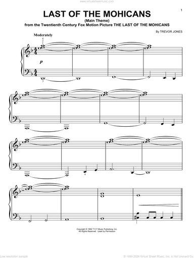 Last Of The Mohicans (Main Theme), (easy)