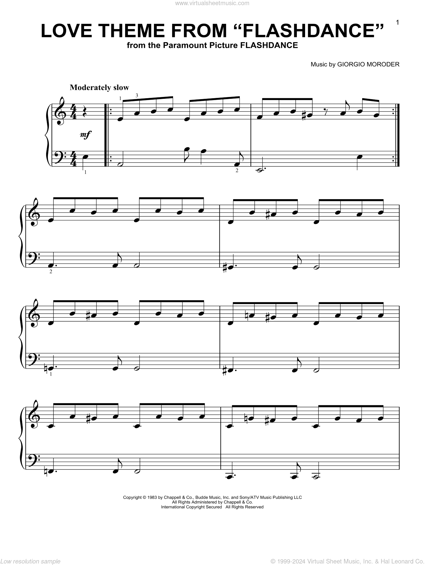Love Theme From "Flashdance", (easy)