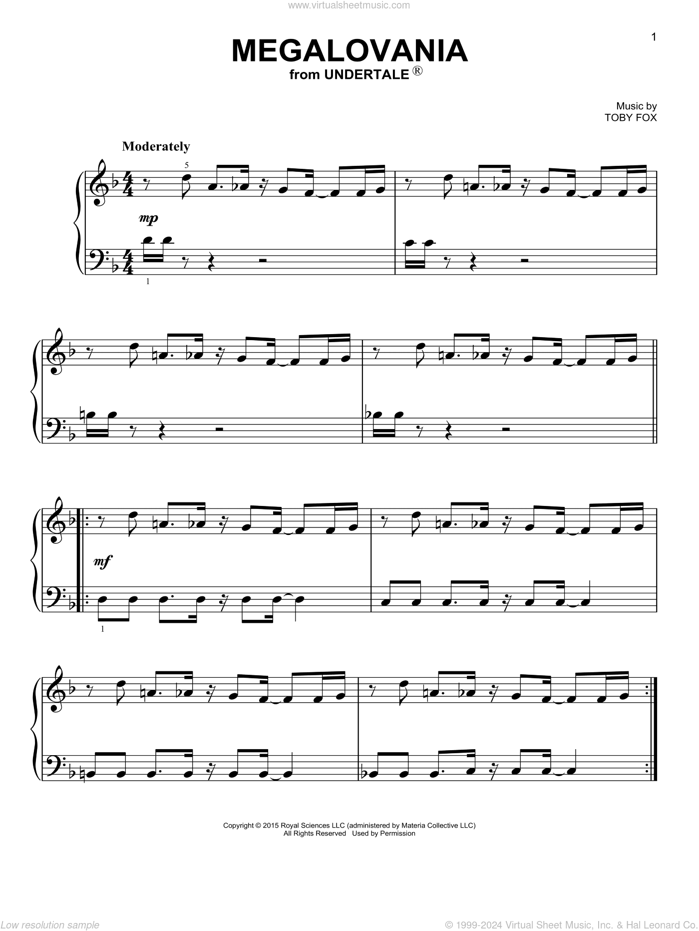 Megalovania (from Undertale), (easy)