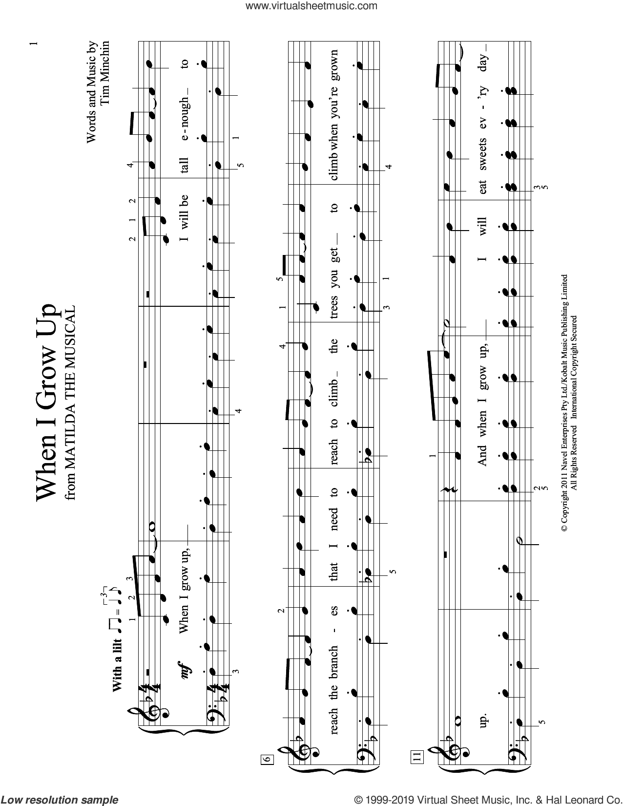 When I Grow Up (from Matilda the Musical) (arr. Christopher Hussey)