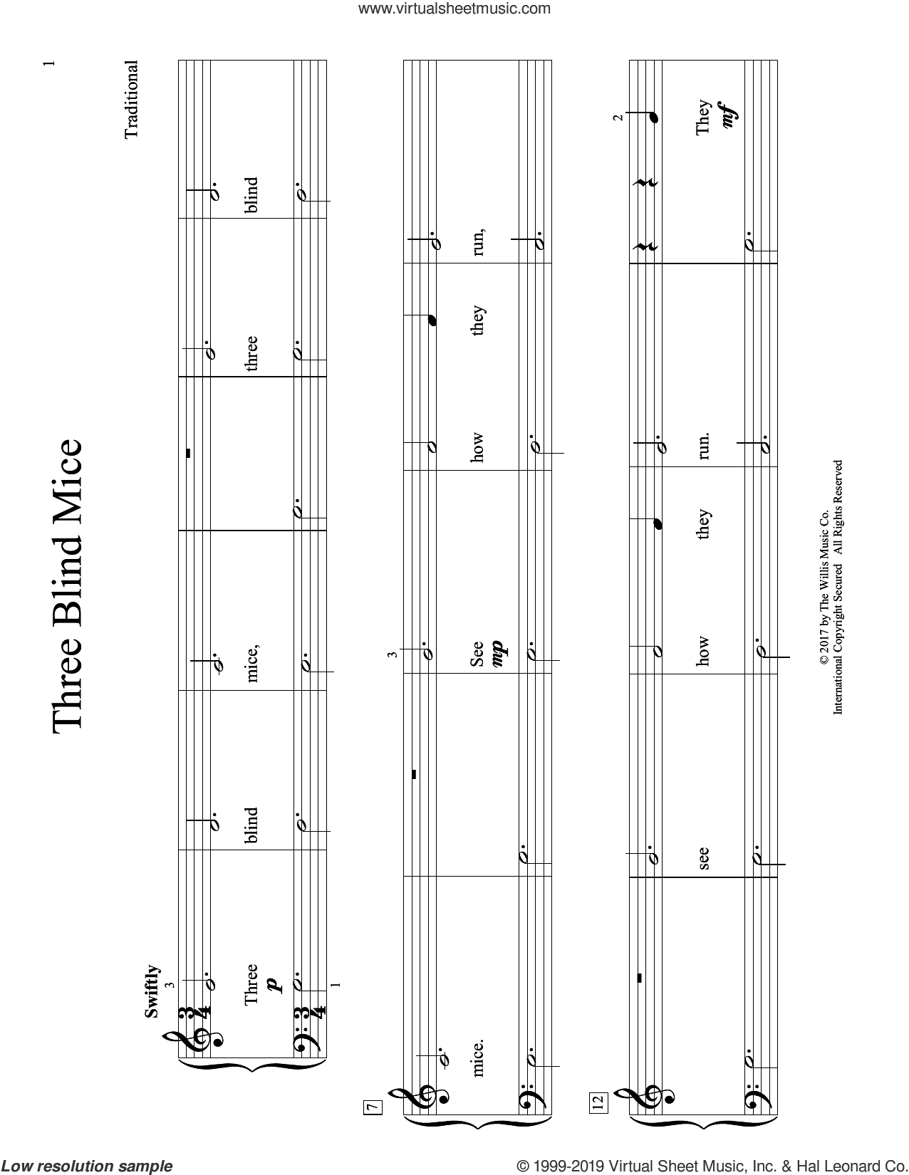Three Blind Mice (arr. Christopher Hussey)