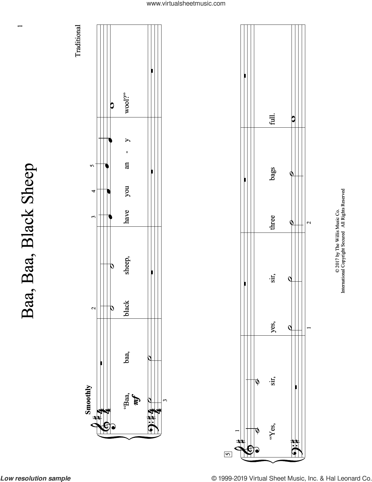 Baa, Baa, Black Sheep (arr. Christopher Hussey)