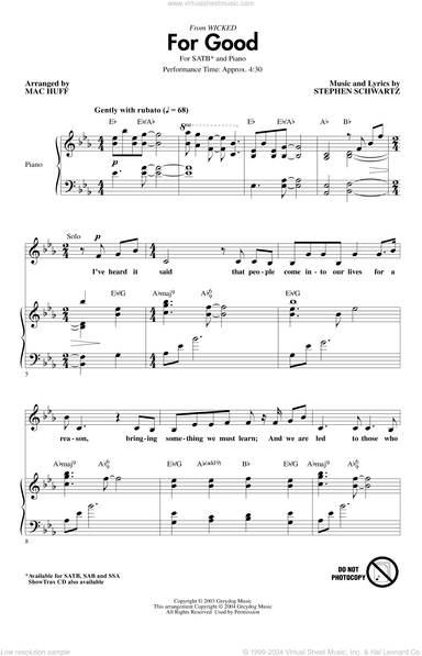 For Good (from Wicked) (arr. Mac Huff)