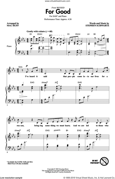 For Good (from Wicked) (arr. Mac Huff)
