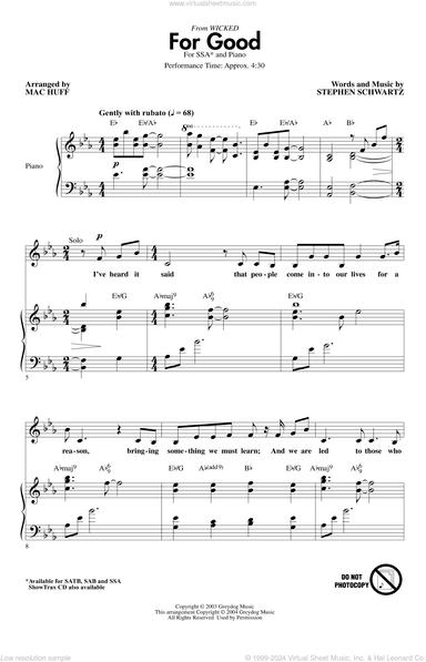 For Good (from Wicked) (arr. Mac Huff)
