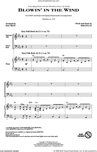 Blowin' In The Wind (arr. Mac Huff)