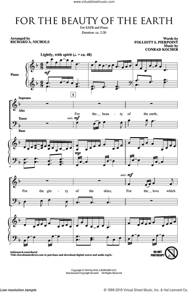 For The Beauty Of The Earth (arr. Richard A. Nichols)